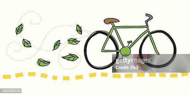 ilustrações de stock, clip art, desenhos animados e ícones de ecofriendly bicicleta - folha de álamo
