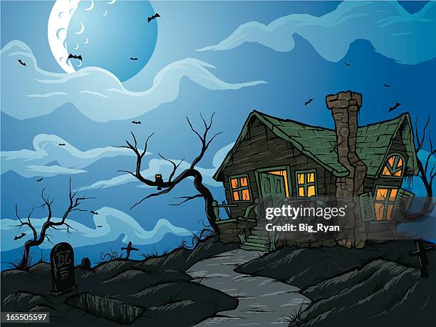 scary house - creepy shack stock illustrations