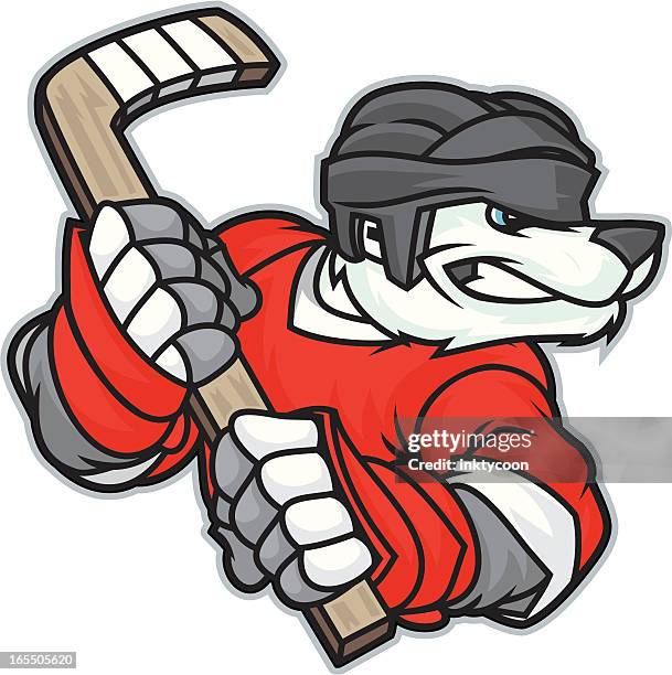 polar bear hockey - ice hockey stick stock illustrations