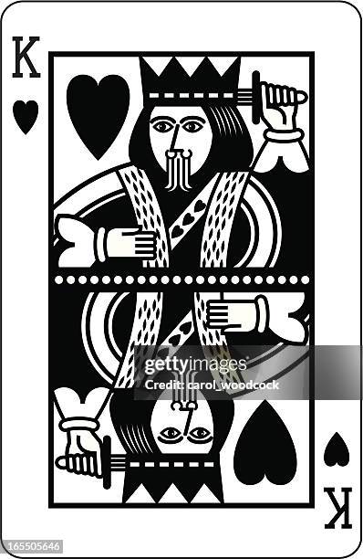 stockillustraties, clipart, cartoons en iconen met king of hearts black - king card