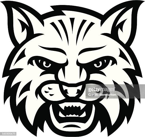 wildcat scream b&amp;w - wildcat mascot stock illustrations