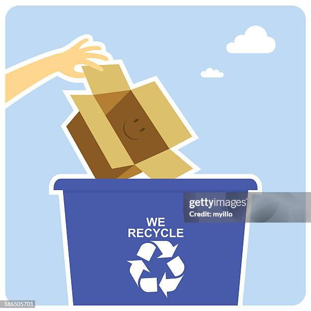 happy recycling - open cardboard box vector stock illustrations