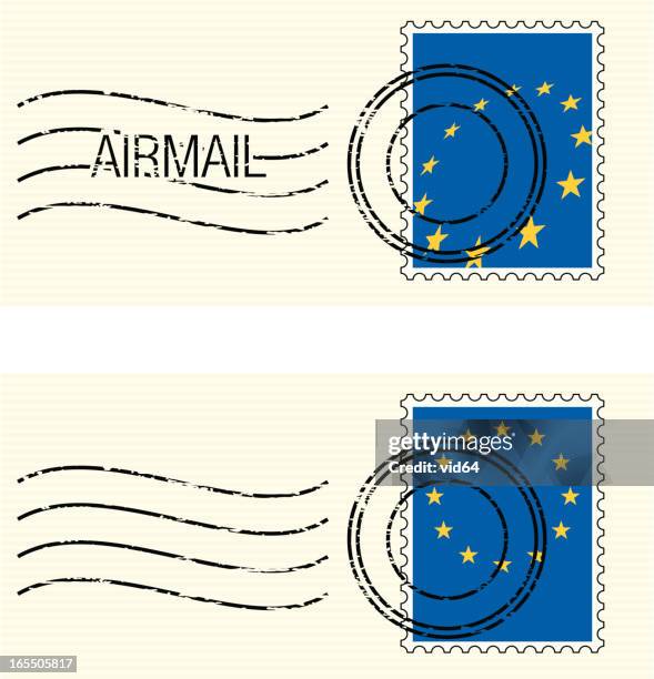 eu flag postage stamp - european union flag stock illustrations