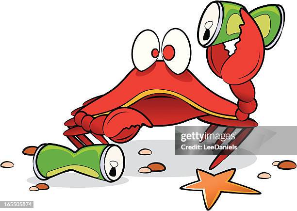 crab cleaning the beach - beach clean stock illustrations