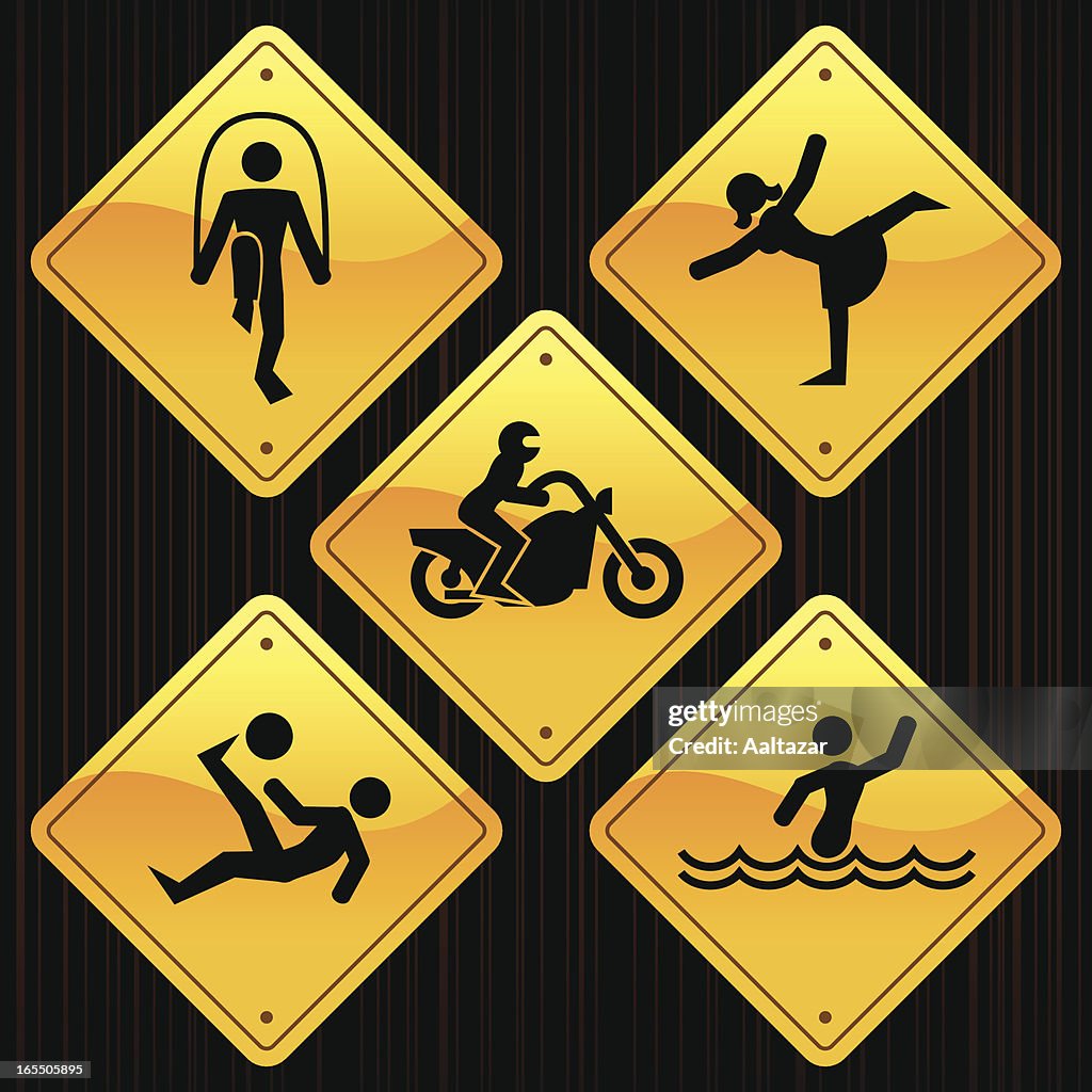 Sports Rd Sign Yellow Signs Different Sports High-Res Vector Graphic - Getty Images