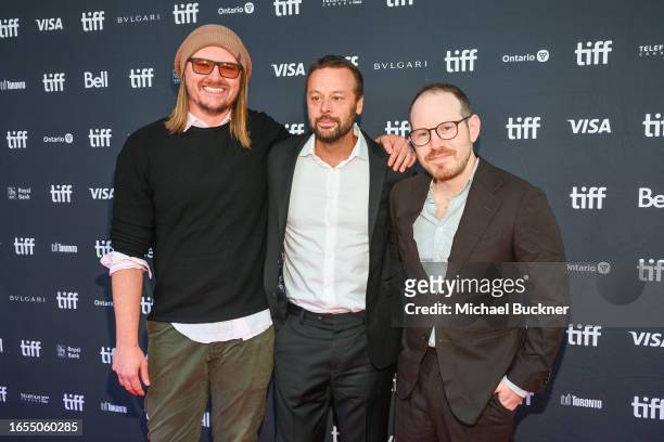 Jacob Jaffke, Lars Knudsen and Ari Aster at the "Dream Scenario" screening at the 48th Annual Toronto International Film Festival held at the Royal...