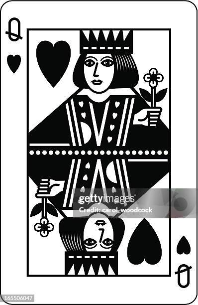 stockillustraties, clipart, cartoons en iconen met queen of hearts black - hartenvrouw