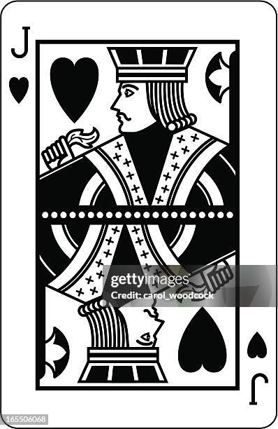 illustrazioni stock, clip art, cartoni animati e icone di tendenza di fante di cuori nero - jack of hearts