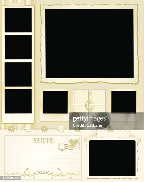 memory page | tranquil memories - postcard collection stock illustrations