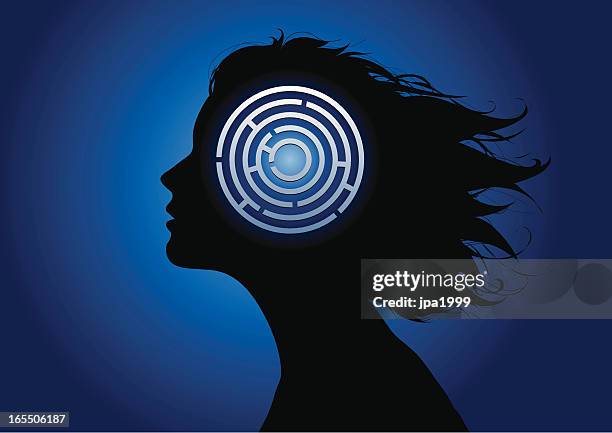 mind labyrinth - brain maze stock illustrations