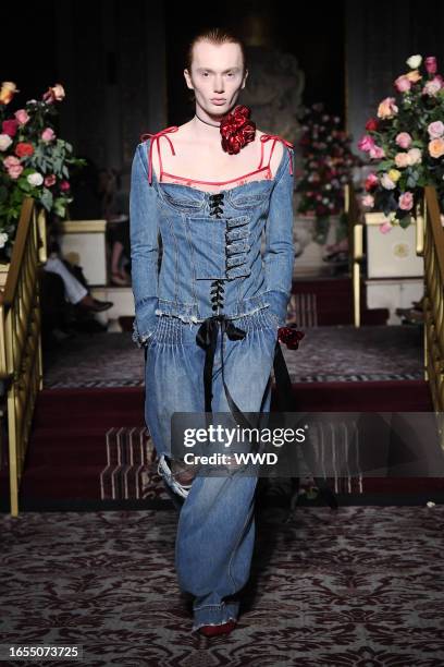 Model on the runway at Palomo Spain Spring 2024 Ready To Wear Fashion Show at the Plaza Hotel on September 9, 2023 in New York, New York.