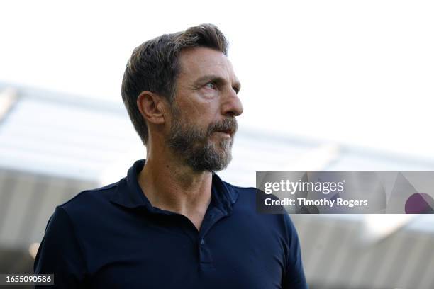 Manager of Frosinone Eusebio Di Francesco looks on during the Serie A TIM match between Udinese Calcio and Frosinone Calcio at Udinese Arena on...