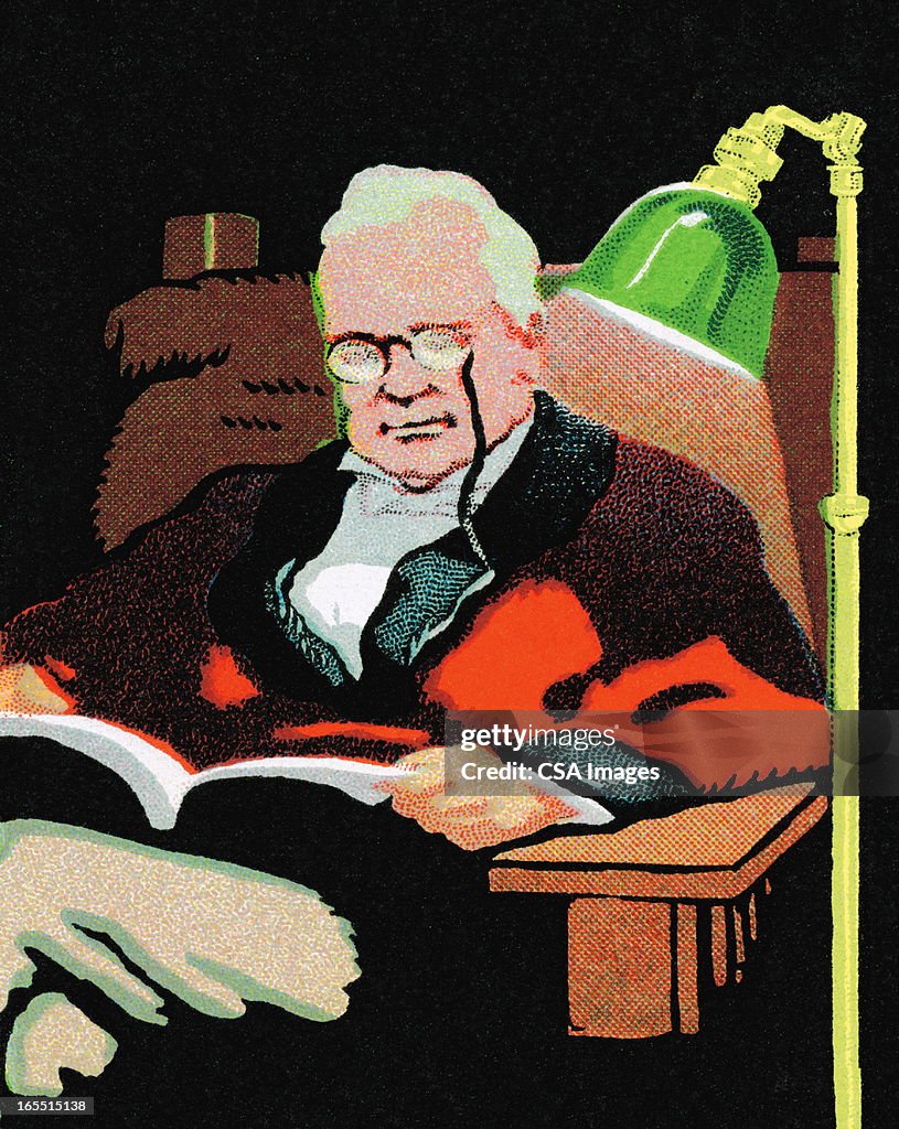 Old Man Reading in a Chair