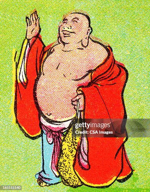 large asian man - fat asian man stock illustrations