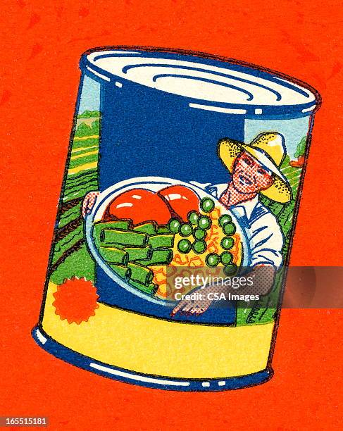 stockillustraties, clipart, cartoons en iconen met can of vegetables - tomato stock illustrations