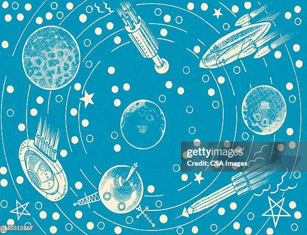 blue outer space pattern - space exploration stock illustrations
