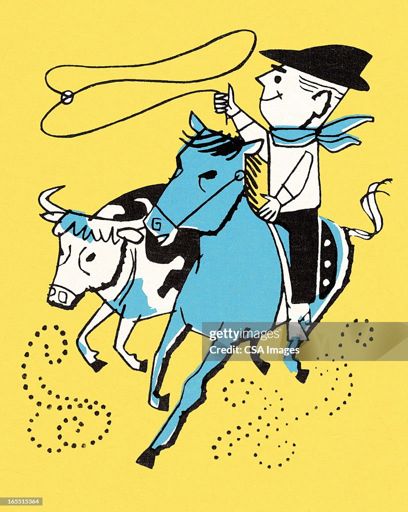Cowboy Roping um novilho