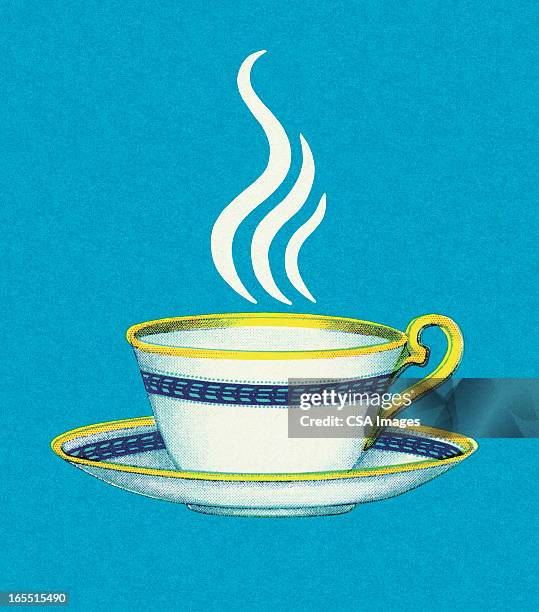 ilustrações de stock, clip art, desenhos animados e ícones de xícara de café quente - pires