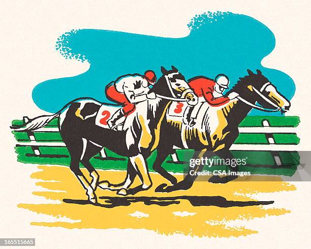 pferderennen race - horse racing stock-grafiken, -clipart, -cartoons und -symbole