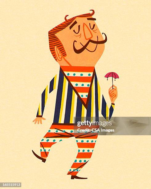 mustached man dancing - guy dancing alone stock illustrations