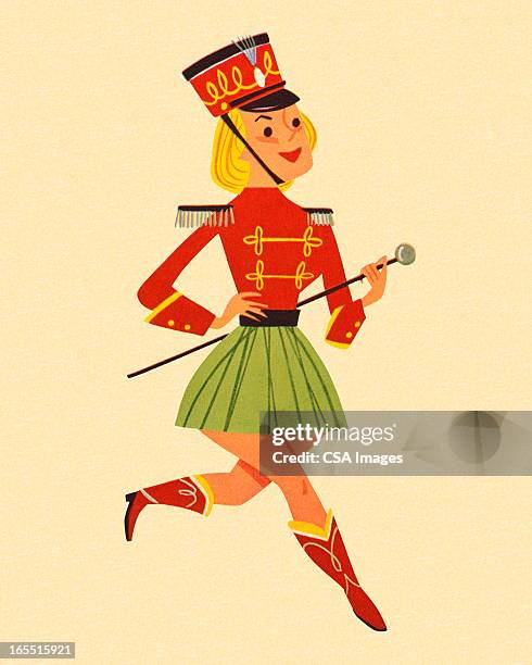 marching band majorette - circus ring master stock illustrations