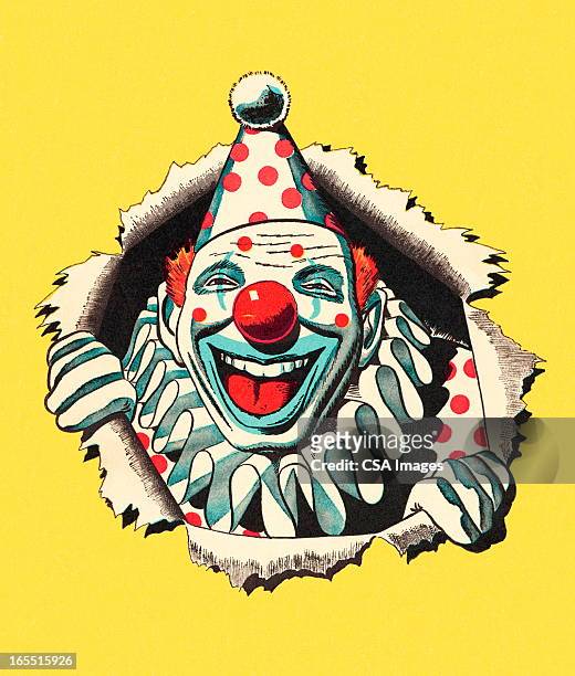 lauging clown - happy clown faces stock-grafiken, -clipart, -cartoons und -symbole