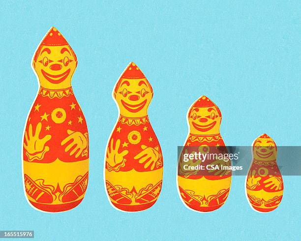 ilustrações de stock, clip art, desenhos animados e ícones de palhaço ninhos dolls - saco-de-boxe