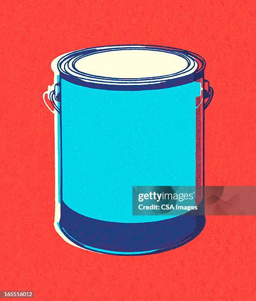 paint can on red background - paint tin stock illustrations