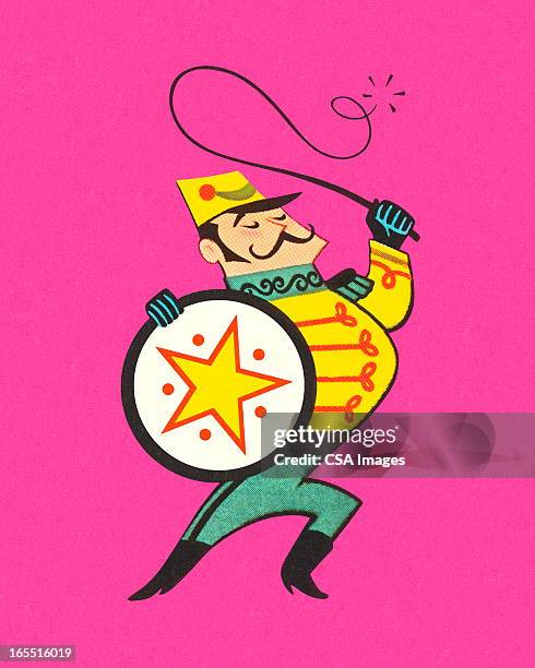 stockillustraties, clipart, cartoons en iconen met circus ringmaster - dompteur