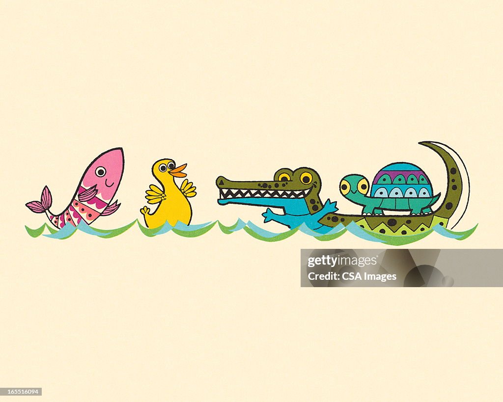 Four Floating Animals High-Res Vector Graphic - Getty Images
