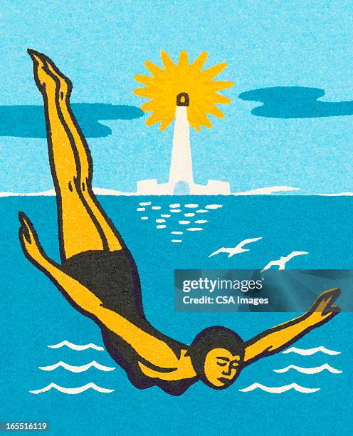 diver - swimmer stock illustrations