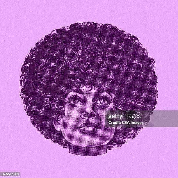 portrait of a woman with an afro - afro hairstyle stock illustrations