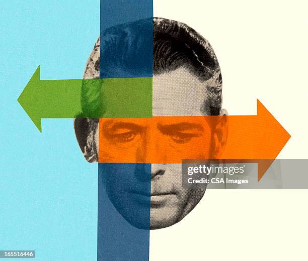 man's head and arrows - man face expression stock illustrations