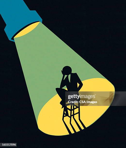 spotlight on a man - actor silhouette stock illustrations