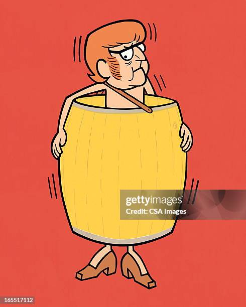 man wearing a barrel - ginger man stock illustrations
