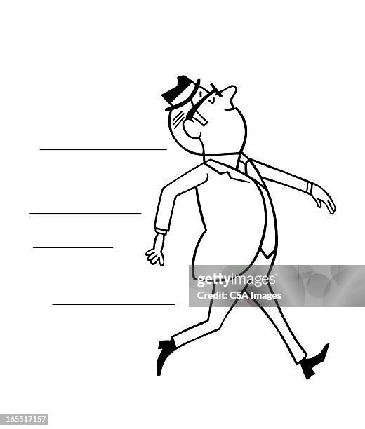 stockillustraties, clipart, cartoons en iconen met proud man walking - striding