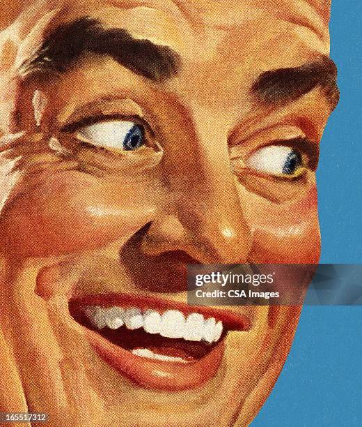 stockillustraties, clipart, cartoons en iconen met closeup of a smiling man - close up face