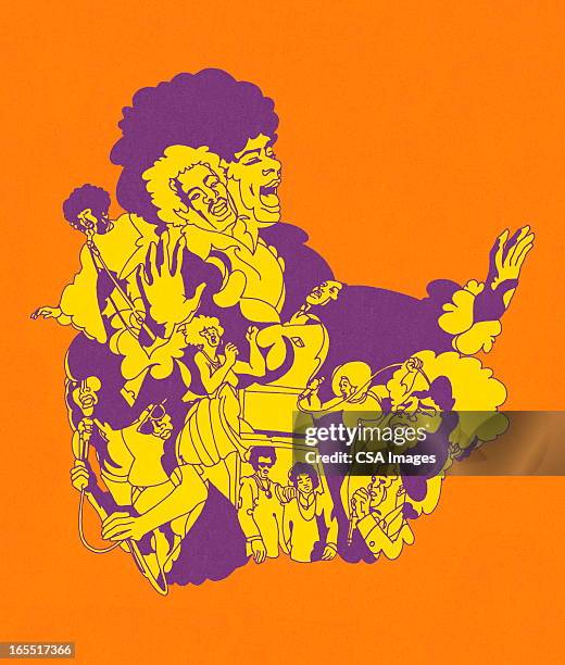 groovy singers - mod stock illustrations