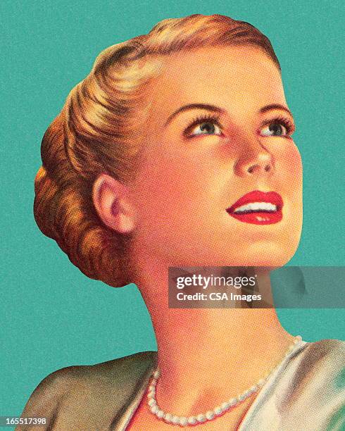 portrait of a woman - portraits of people blue background stock illustrations