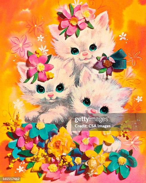 three kittens - kitten stock illustrations