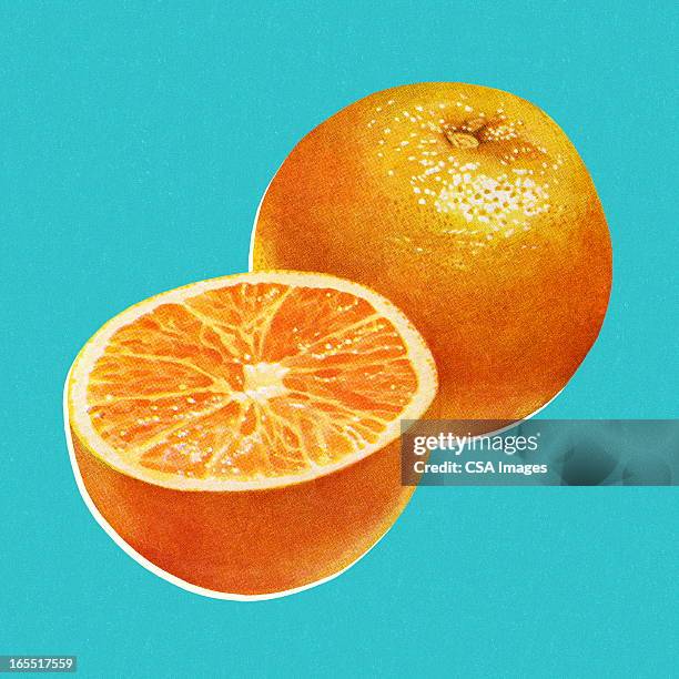 two oranges - orange half stock illustrations