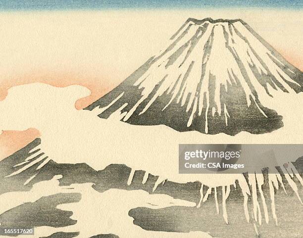 mountain volcano - mt fuji stock illustrations