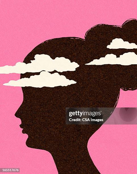 head in the clouds - tagträumen stock-grafiken, -clipart, -cartoons und -symbole