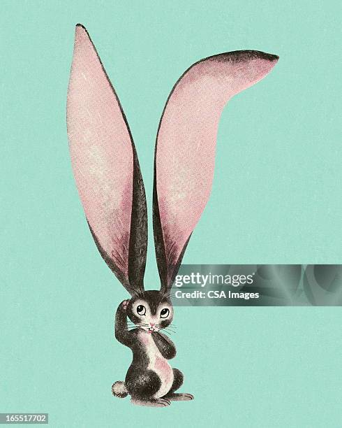 stockillustraties, clipart, cartoons en iconen met rabbit with huge ears - luisteren