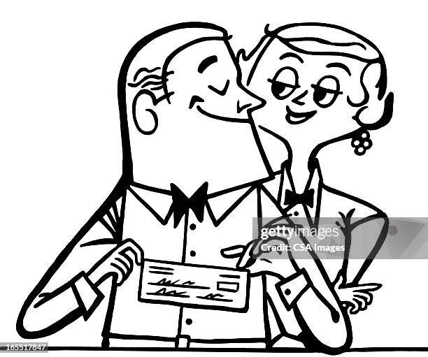 happy couple - paycheck stock illustrations