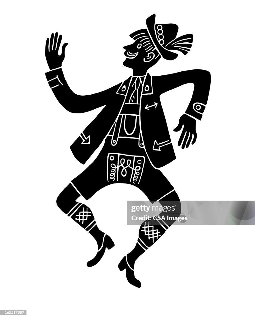 Ein Tänzer in Kostümen