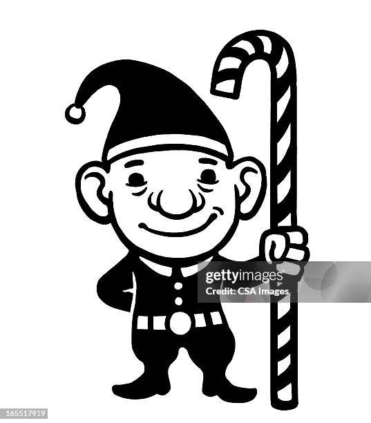 elf and candy cane - elf stock illustrations