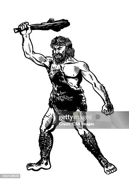 caveman with a club - strongman stock illustrations