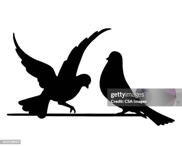 silhouette of two birds - two animals stock illustrations