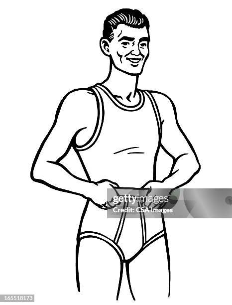 mann trägt unterwäsche - ein mann allein stock-grafiken, -clipart, -cartoons und -symbole